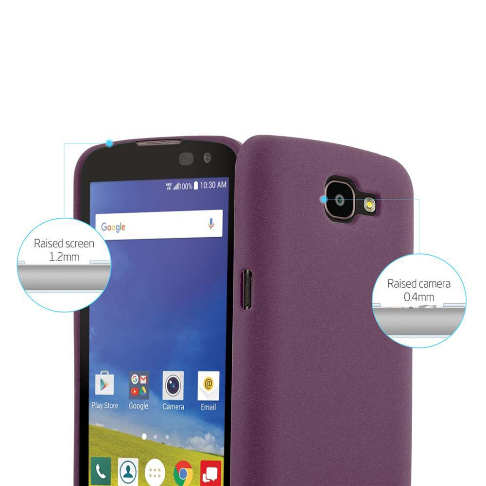 Custodia viola per telefono con schermo e fotocamera rialzati.