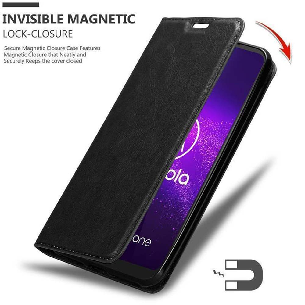 Custodia nera per telefono con chiusura magnetica mostrata su schermo.
