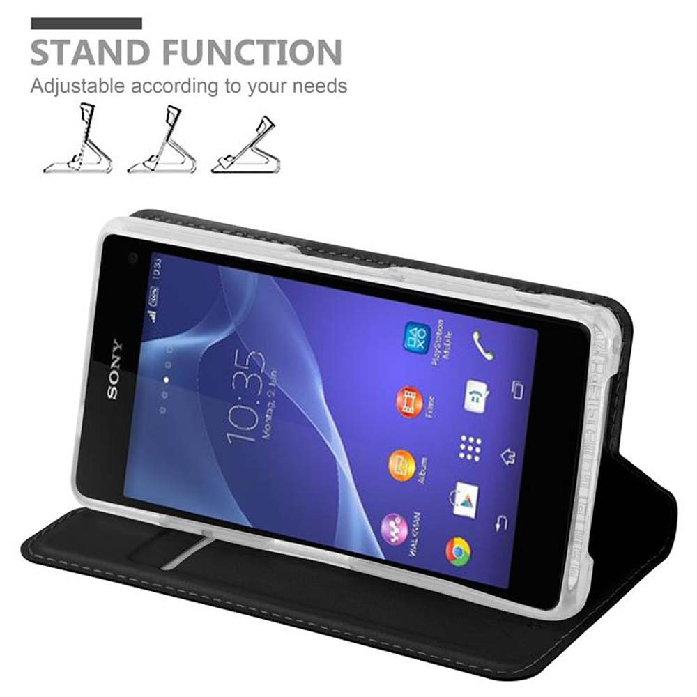 Sony Handyhülle mit Ständerfunktion, zeigt eine Uhrzeit von 10:35 an.