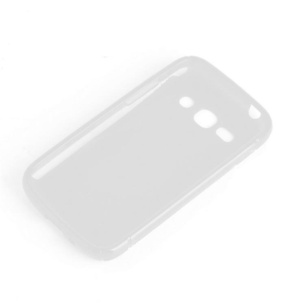 Una custodia trasparente per telefono con ritagli per fotocamera e flash.
