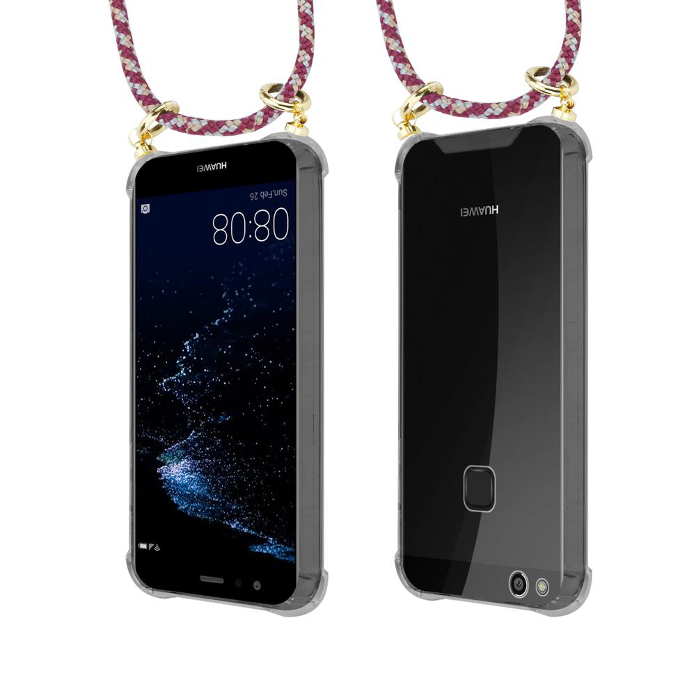 Due smartphone Huawei con cordino, vista frontale e posteriore.