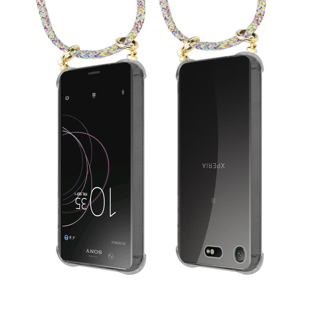 Zwei Smartphones mit bunten Tragebändern, eines zeigt die Uhrzeit 10:35.
