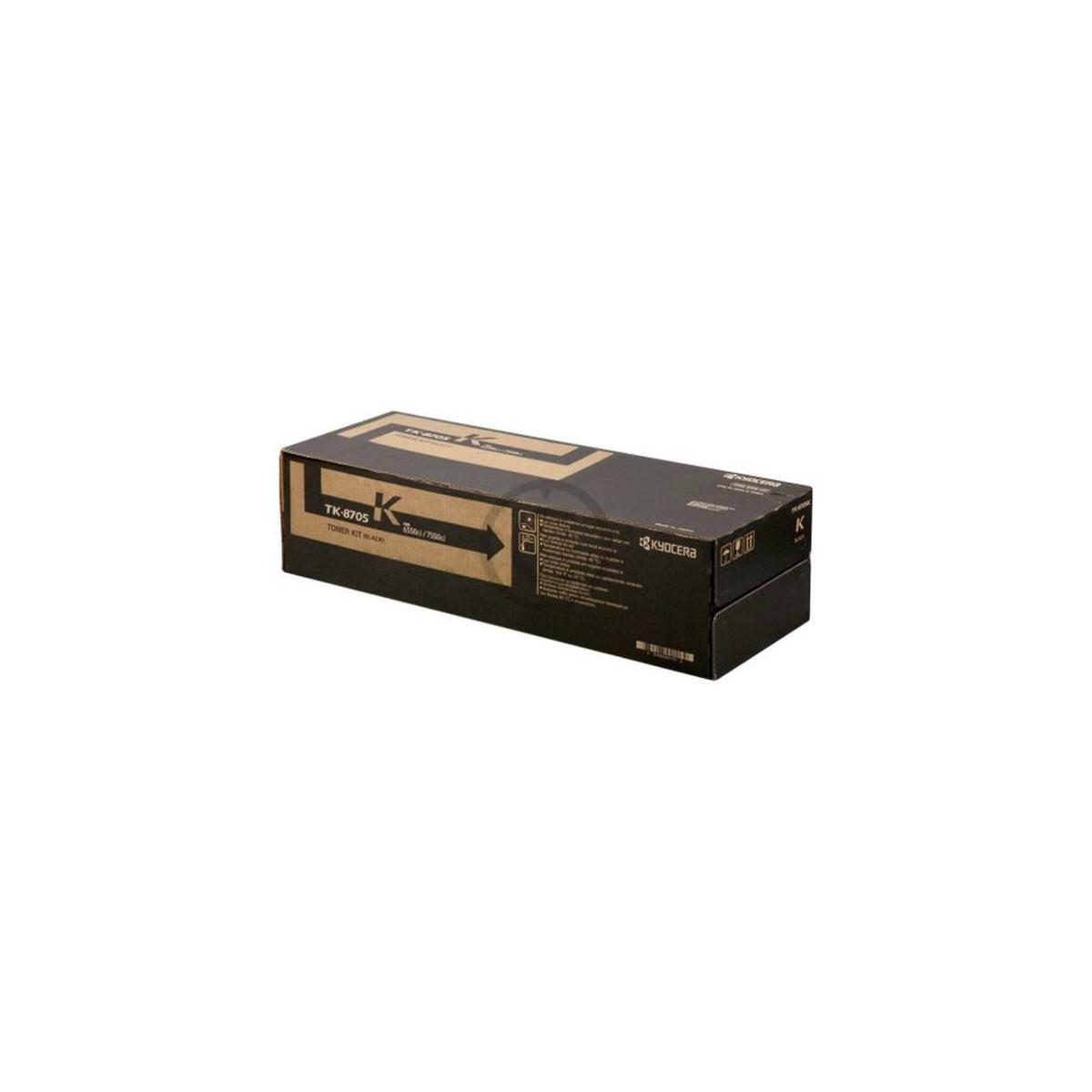 Cartuccia toner Kyocera TK-8705 nera in confezione scura.
