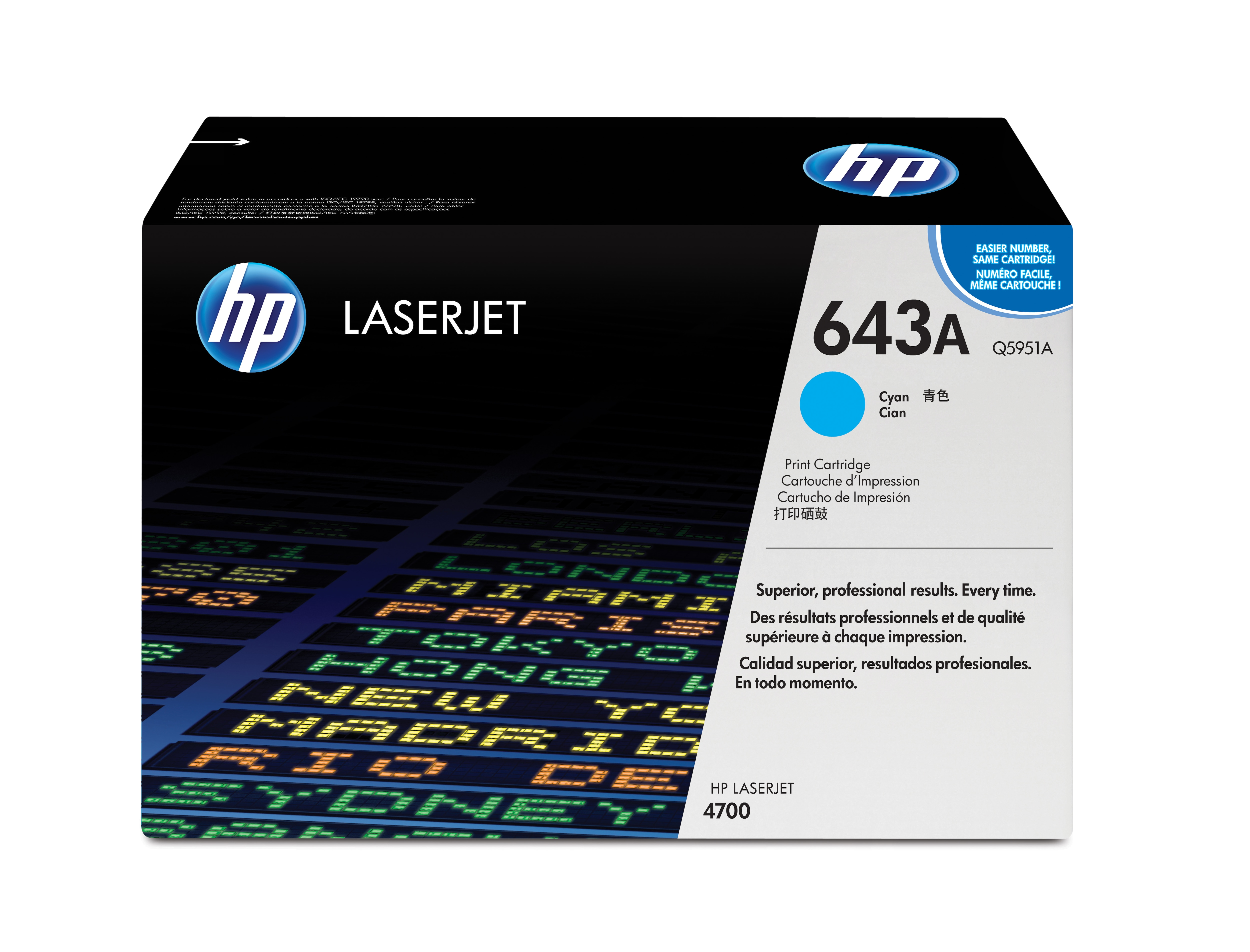 Toner HP LaserJet 643A Cyan, model 4700.