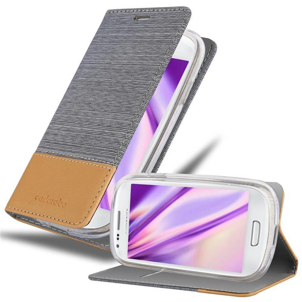 Ein aufgeschlagenes Handy-Flipcase mit zwei Handys, eines aufrecht, eines liegend.