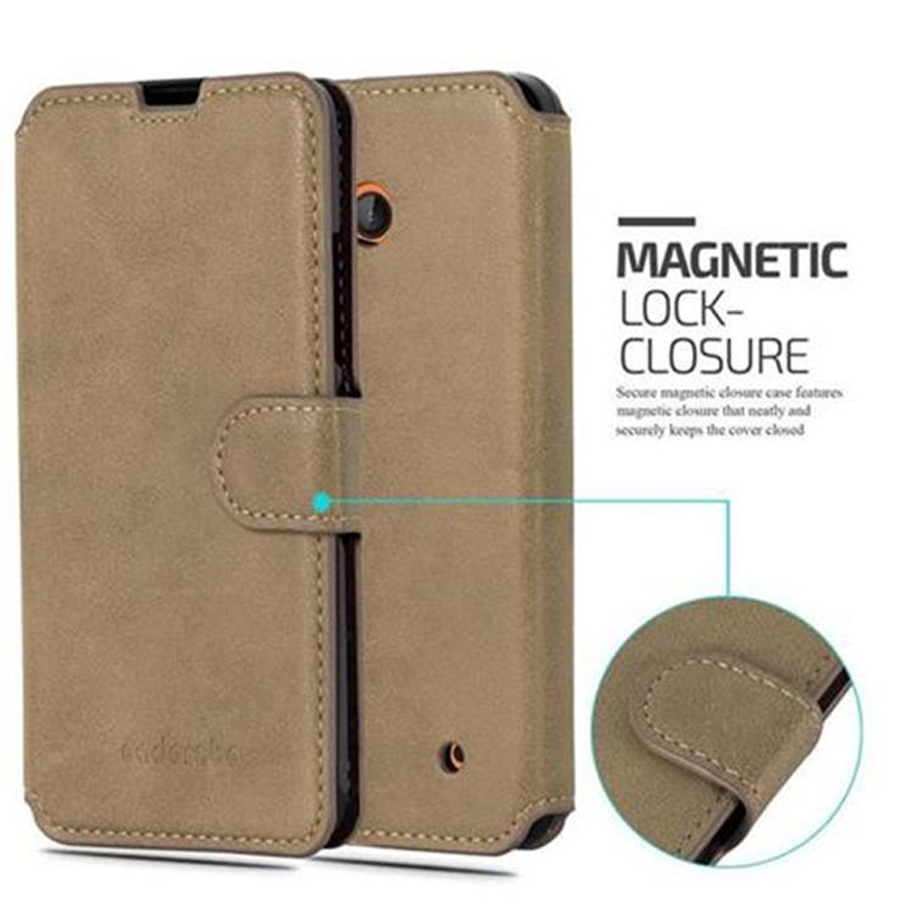 Custodia in pelle marrone per telefono con chiusura magnetica e ritaglio.