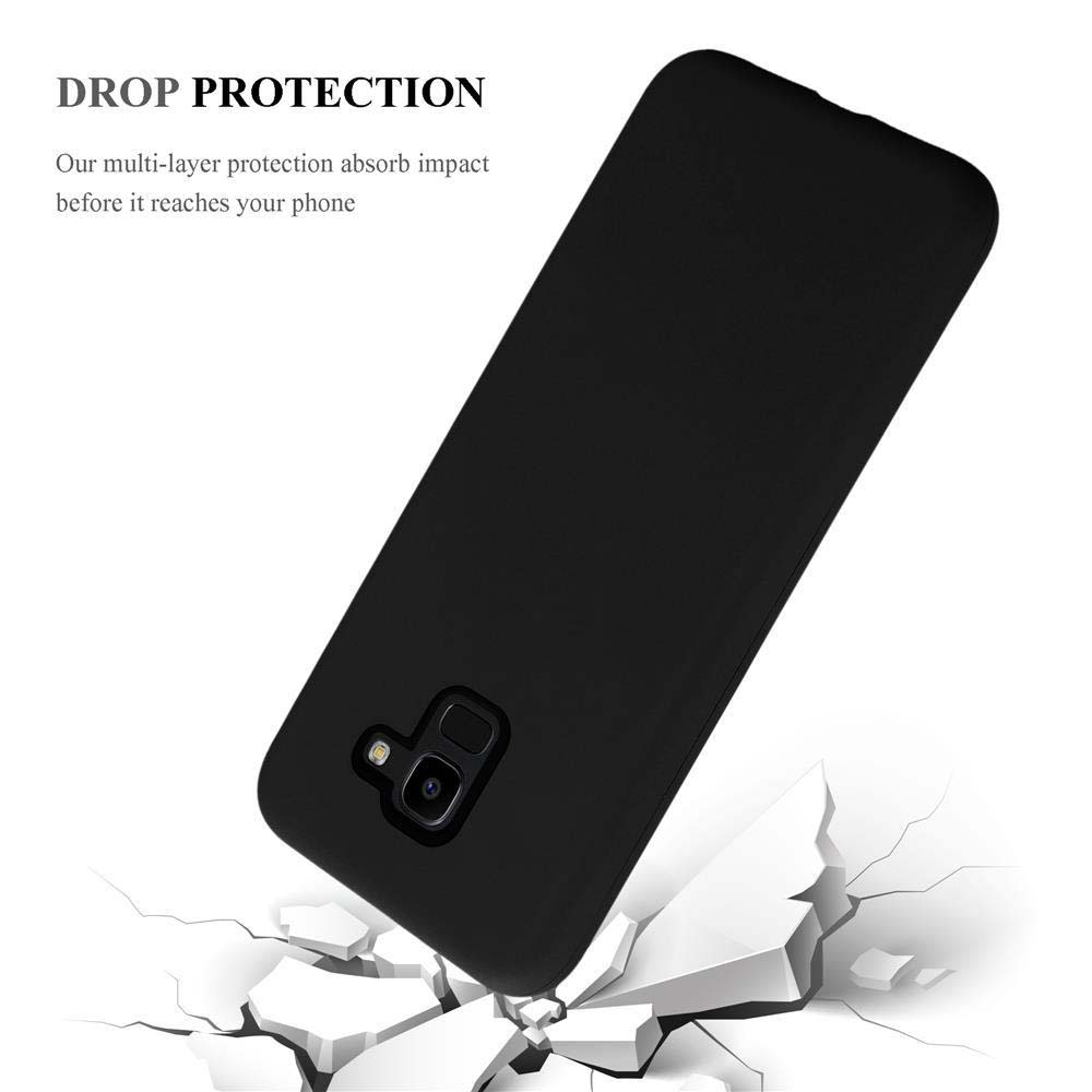 Cover nera per telefono cade su superficie incrinata