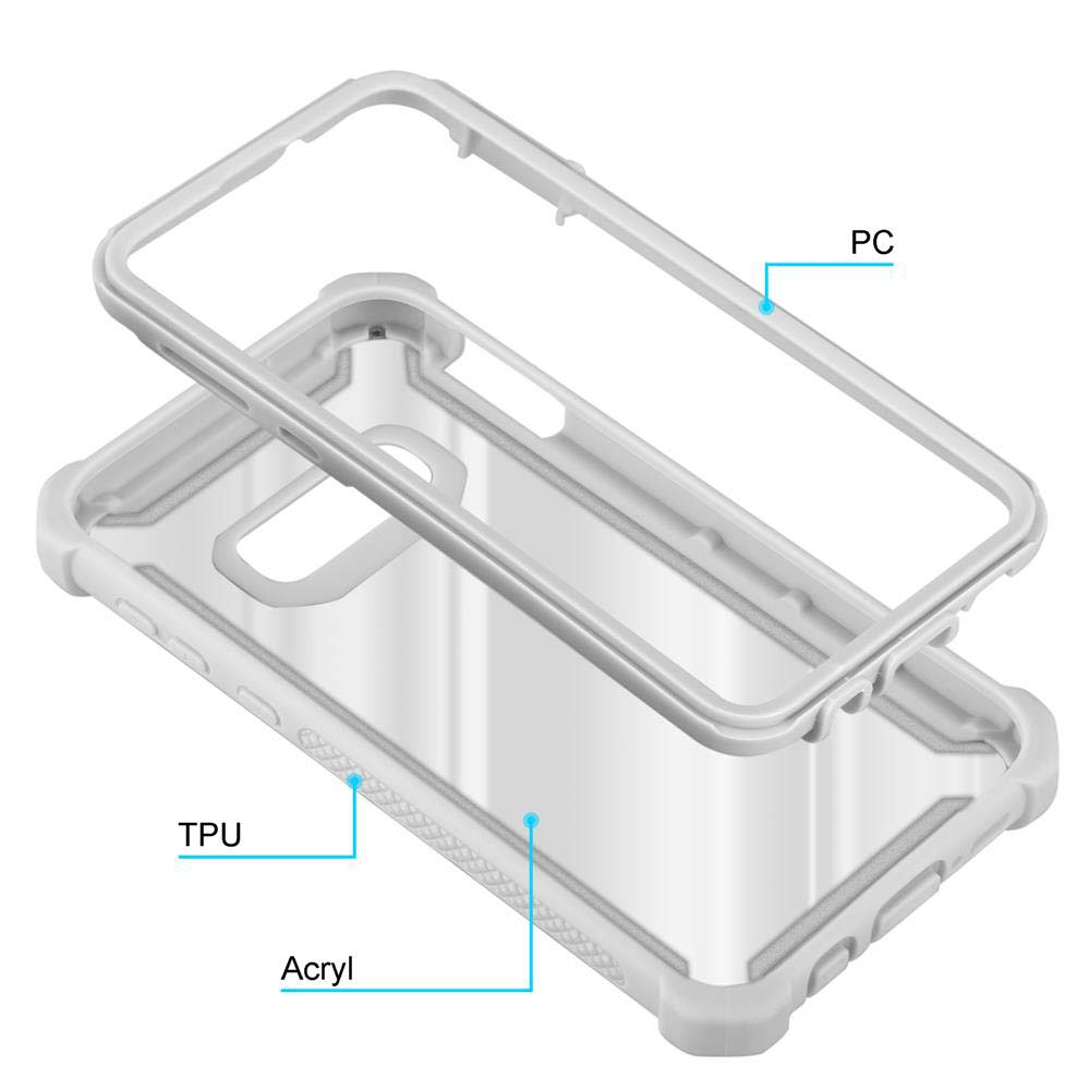 Ein zweiteiliges, transparentes Handyhülle-Set mit weißen Rändern.