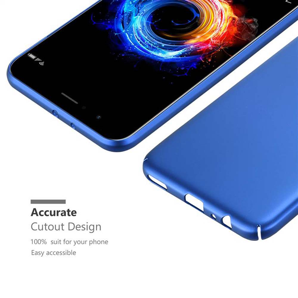 Custodia blu per telefono e un telefono con schermo colorato.