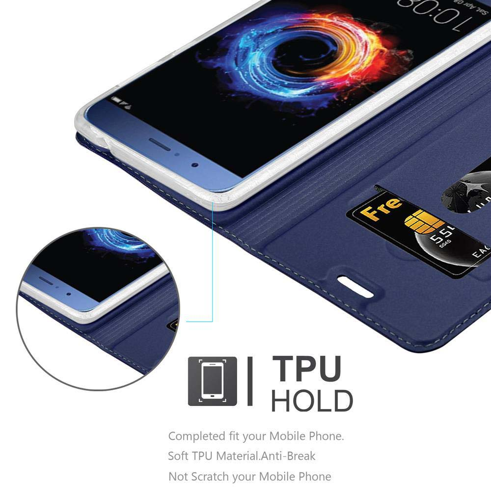 Custodia blu per telefono con smartphone e porta carte. Supporto TPU.