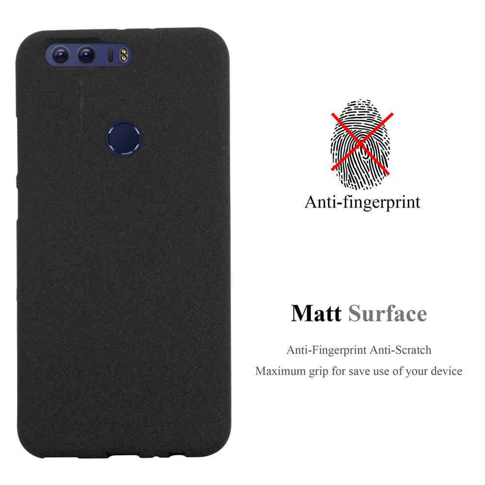 Cover nera per telefono con finitura opaca e icona anti-impronta.