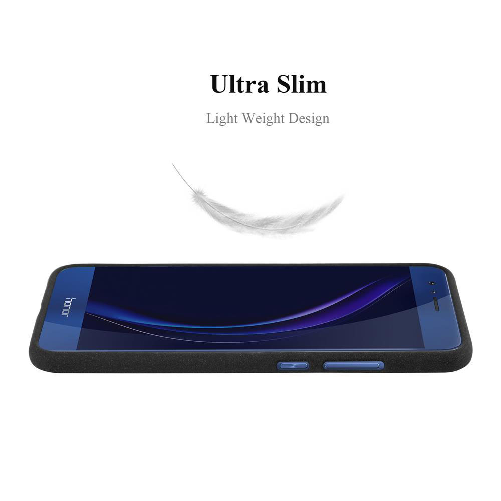 Smartphone nero, design ultra-sottile, con una piuma sopra.