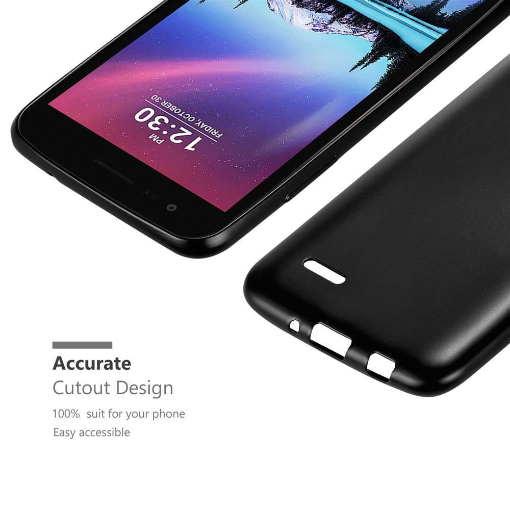 Teléfono inteligente negro con funda, mostrando la hora 12:30 PM.