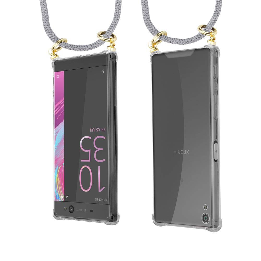 Zwei Smartphones mit Displayschutzhülle und Lanyard vor weißem Hintergrund.
