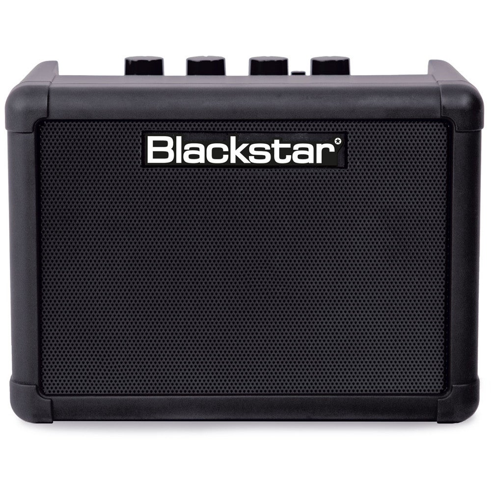 Czarny wzmacniacz gitarowy Blackstar z materiałową kratką i gałkami.