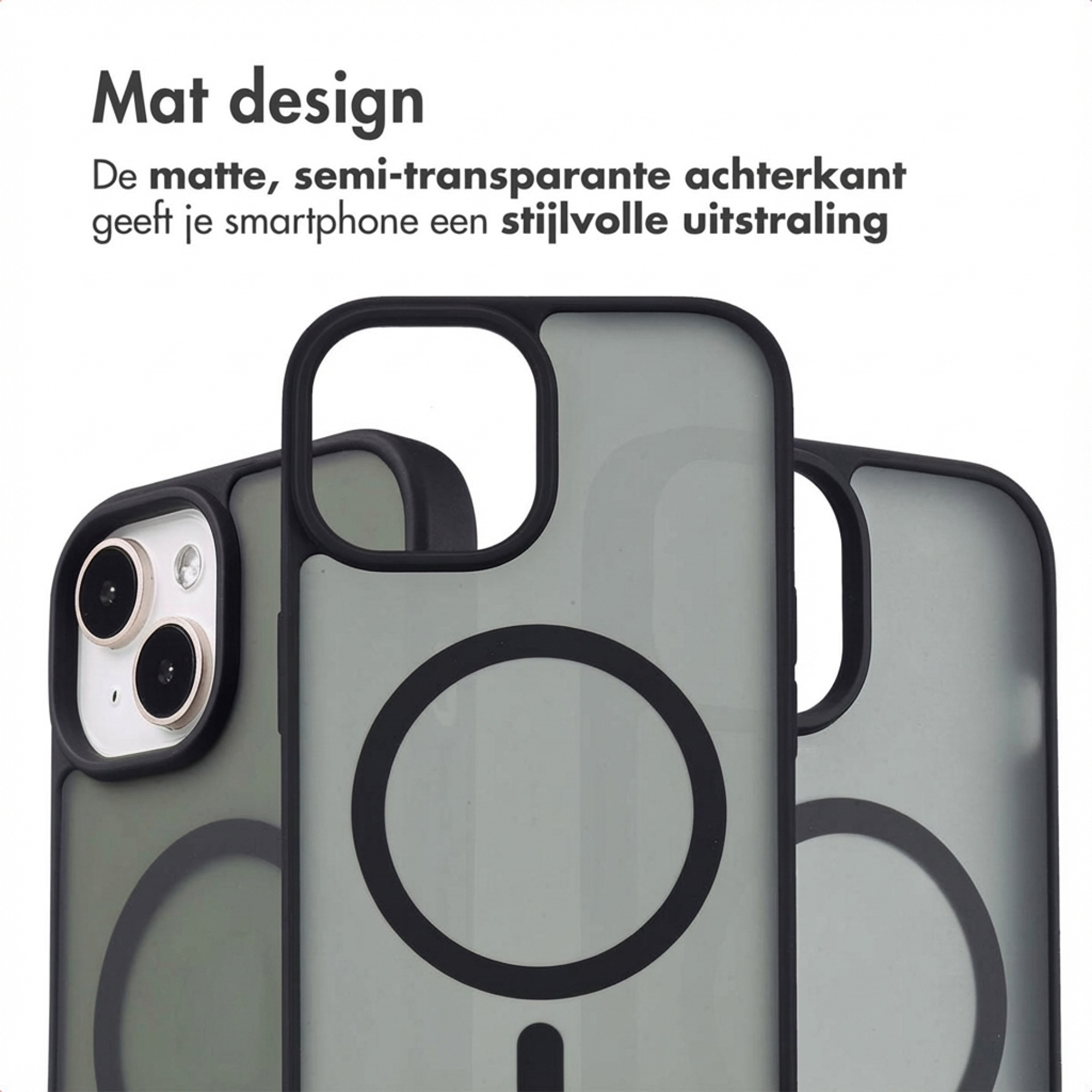 Three semi-transparent phone cases with black edges and camera cutout.