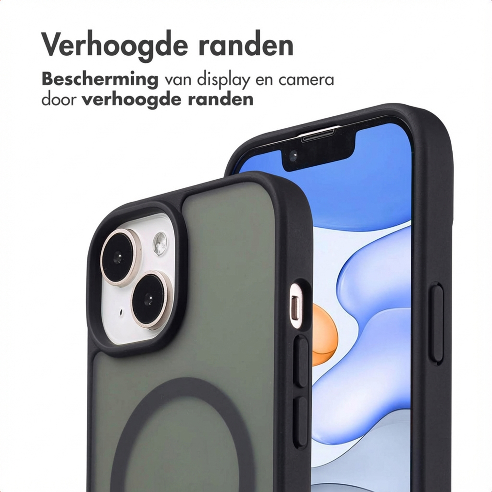 A black iPhone with a translucent green case, showing the rear camera module.