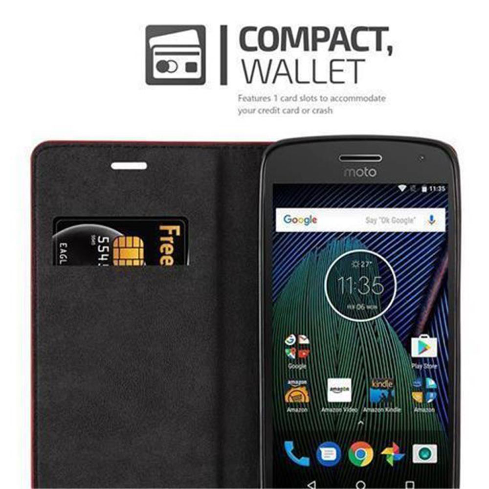 Ein Smartphone mit einer schwarzen Hülle, die Platz für eine Karte bietet.