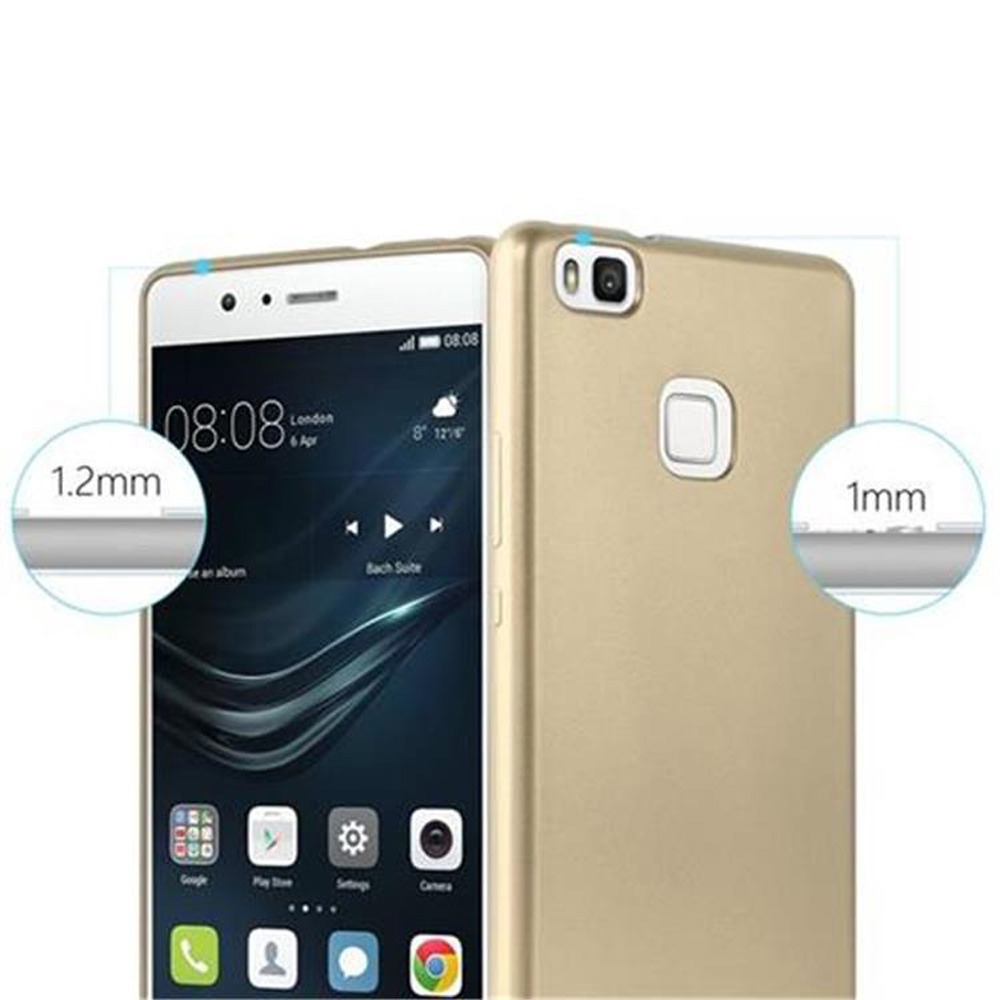 Goldene Smartphones mit dünnen Rändern, 1,2 mm und 1 mm.