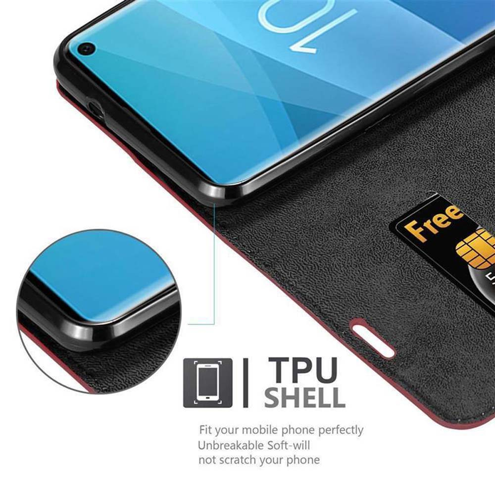 Custodia nera per telefono con slot per carte e schermo. Logo TPU Shell.