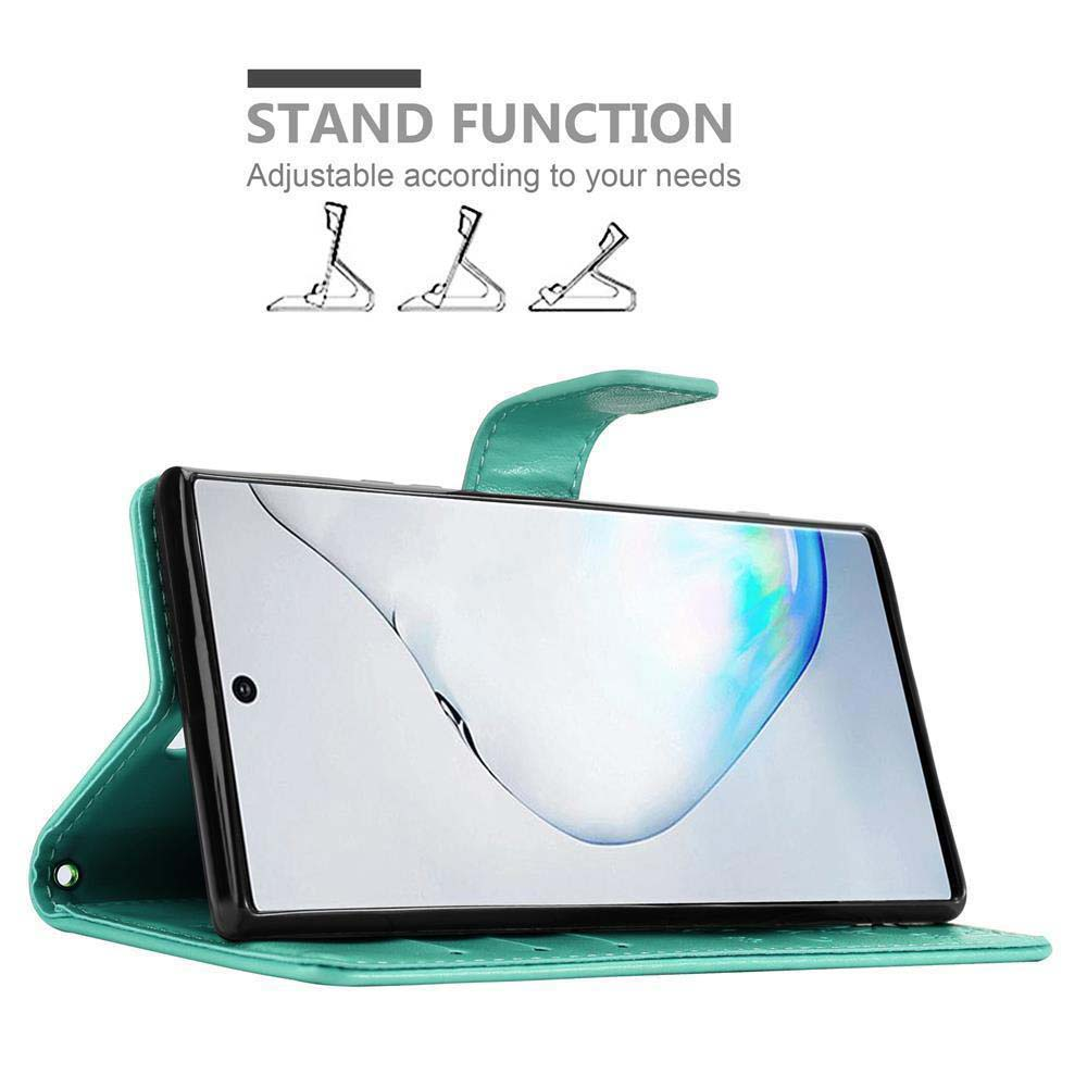 Custodia telefono turchese con funzione stand, angoli regolabili.
