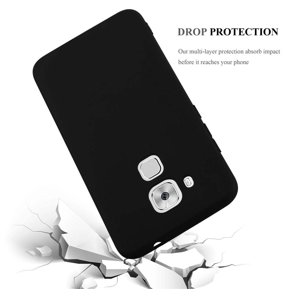 Cover nera per telefono rompe blocchi bianchi con testo "DROP PROTECTION".