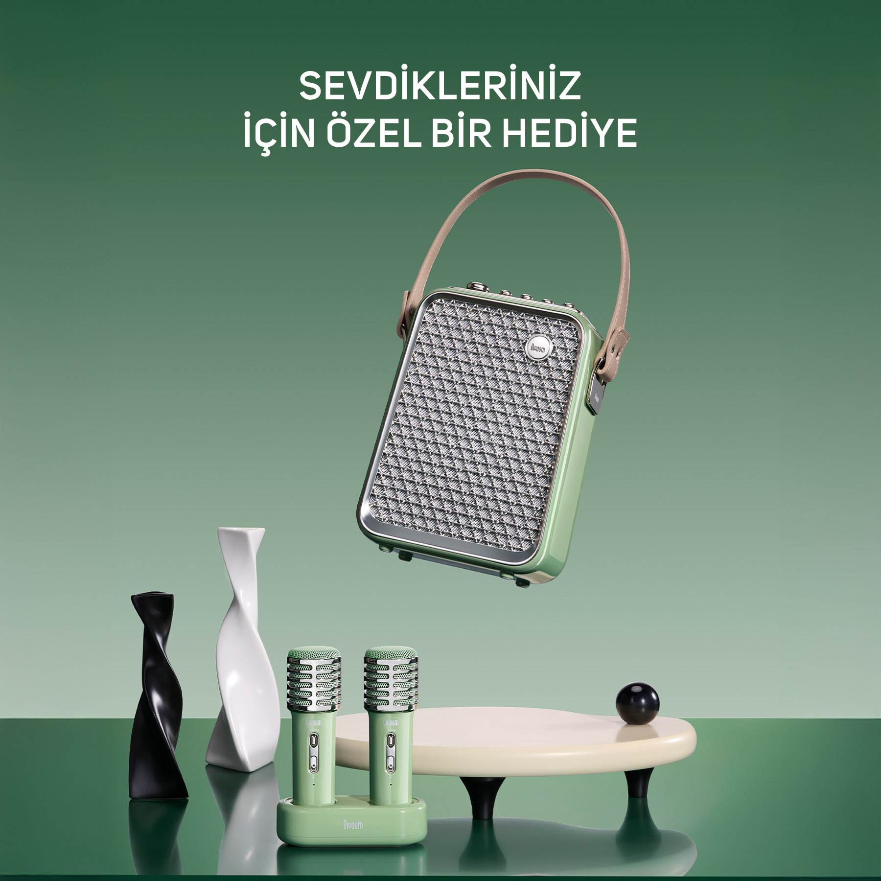 DIVOOM SongBird-SE Çift Mikrofonlu 18W Bluetooth Hoparlör Yeşil