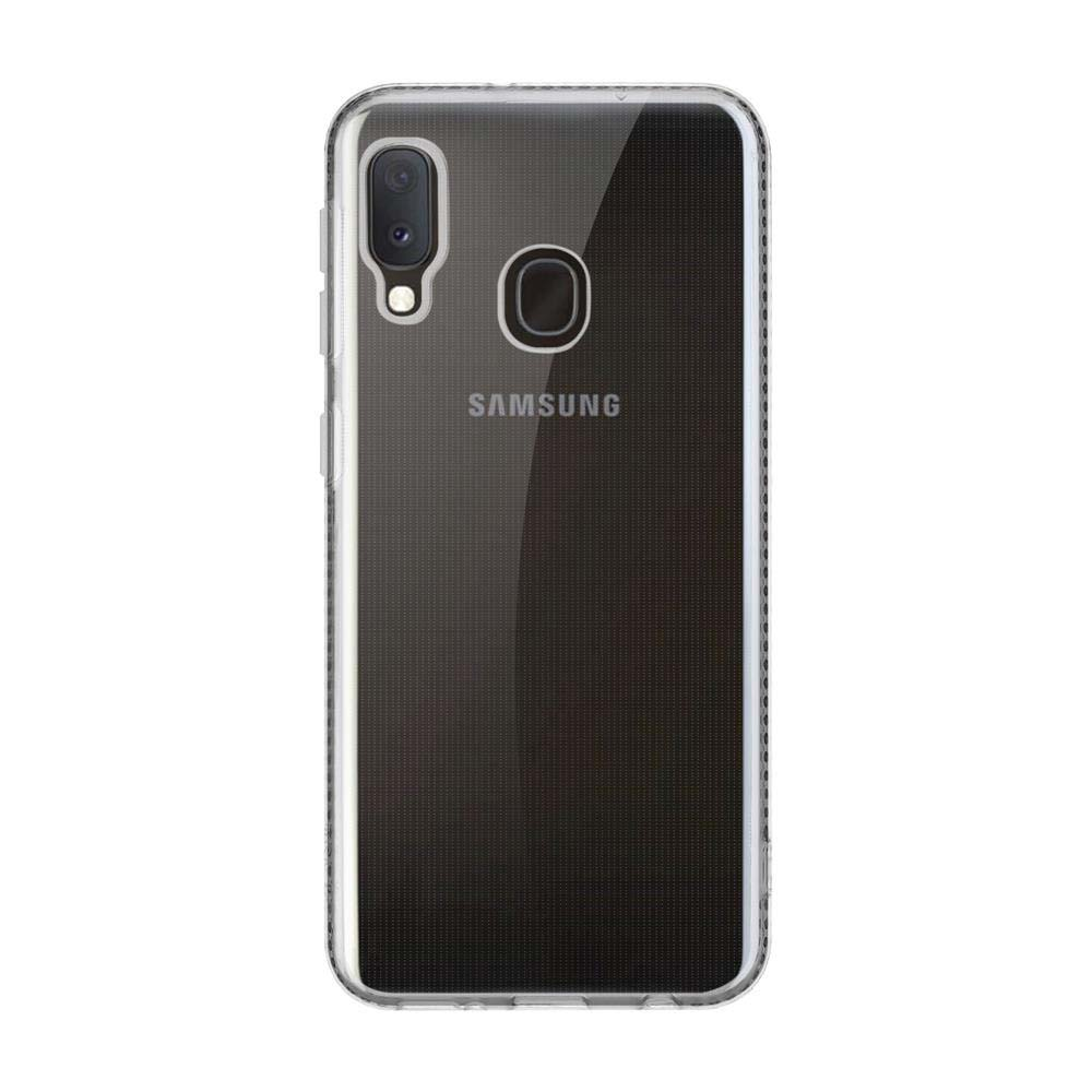Retro di cover trasparente Samsung con fotocamere e sensore impronte.