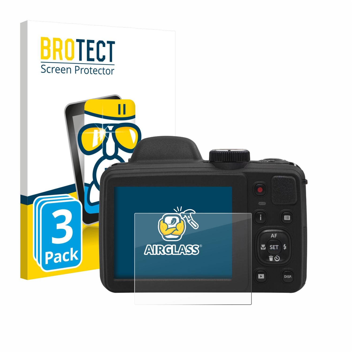 Ein BROTECT 3er-Pack Displayschutz für eine Digitalkamera.