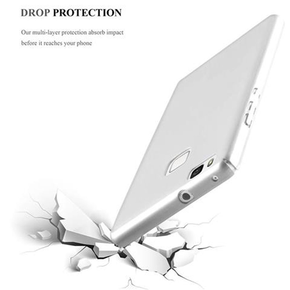 Uno smartphone bianco cade e frantuma il terreno.