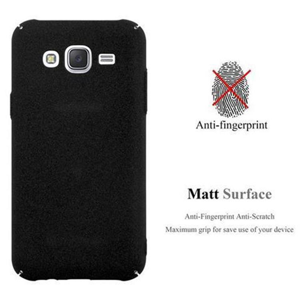 Cover nera per telefono con superficie opaca e icona anti-impronta.