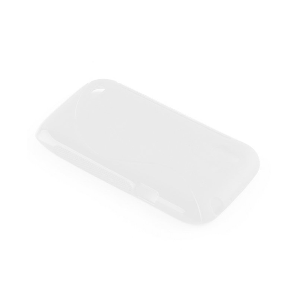 Una cover trasparente per telefono su sfondo bianco.