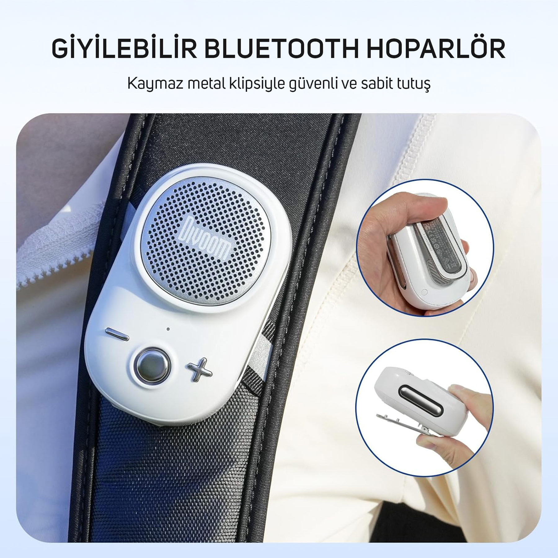DIVOOM Itour-S IP67 Güçlü Bas Taşınabilir Ses Bombası Mini Bluetooth Hoparlör Beyaz