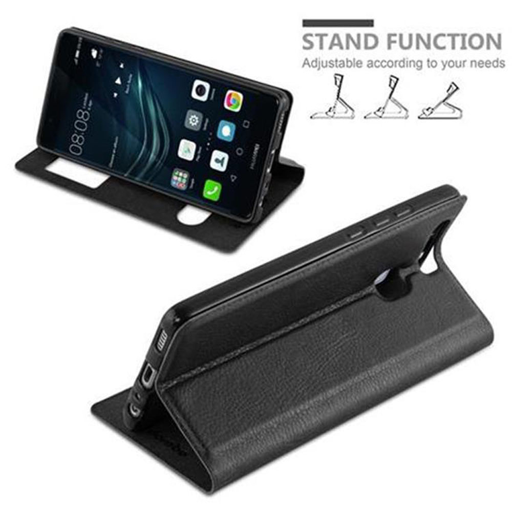 Schwarzes Handy in einer Hülle mit Standfunktion, die nach Bedarf verstellbar ist.