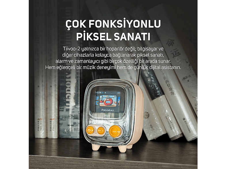 DIVOOM Tiivoo-2 FM Radyolu Kablosuz Piksel Ekranlı Retro