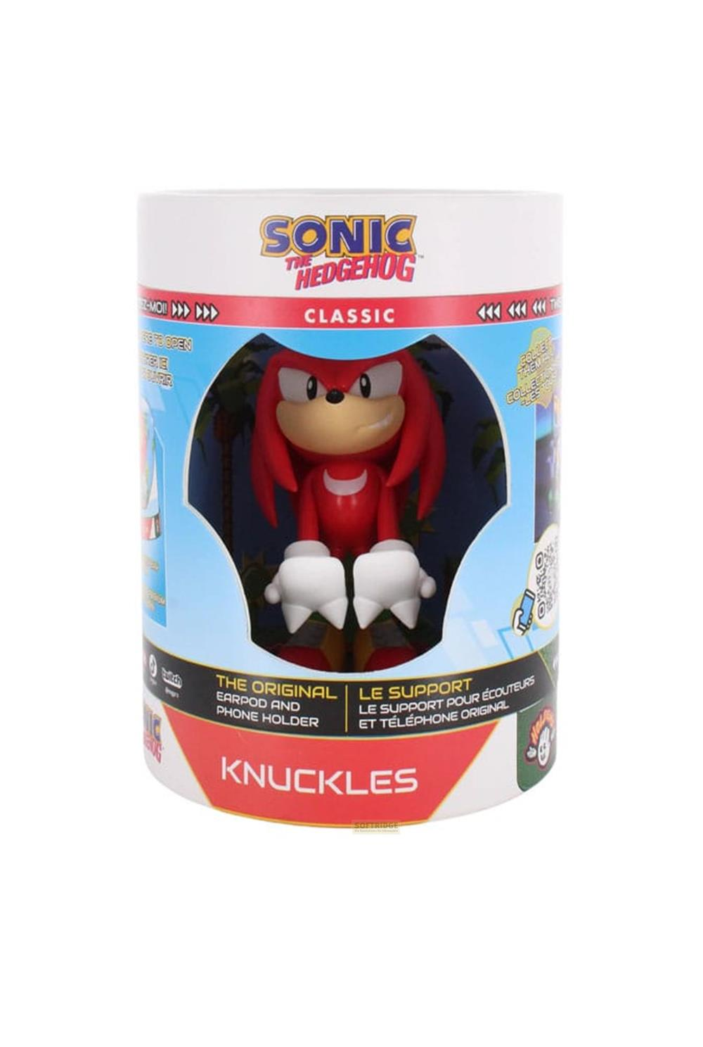 Figurka Knucklesa w kubku Sonic the Hedgehog Classic, uchwyt na słuchawki i telefon.