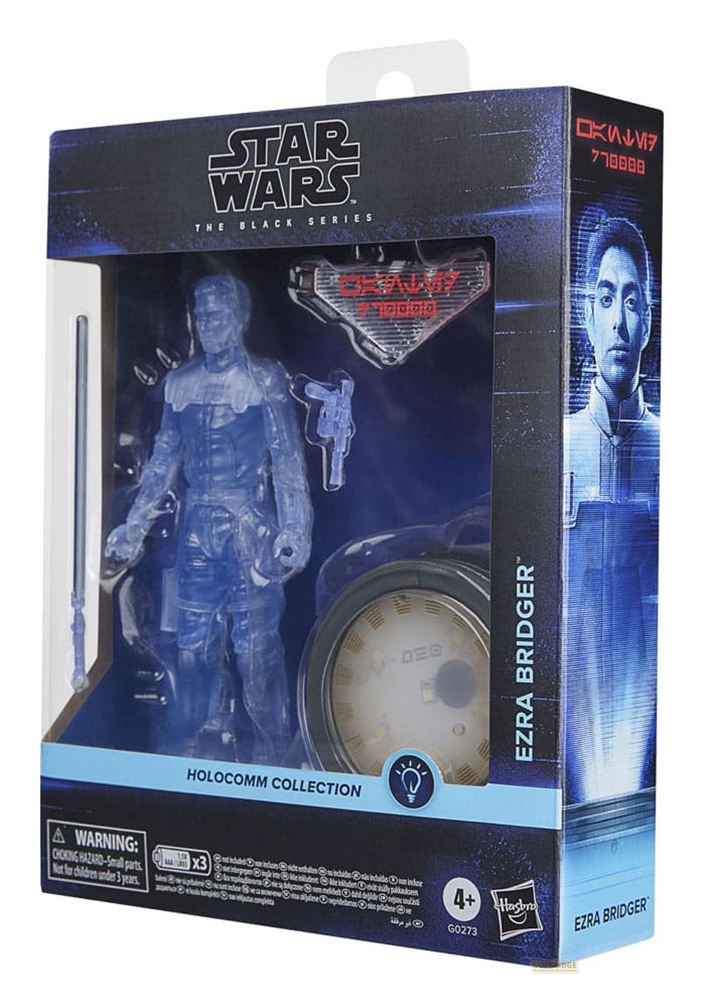 Figura de acción Star Wars The Black Series Ezra Bridger en caja.