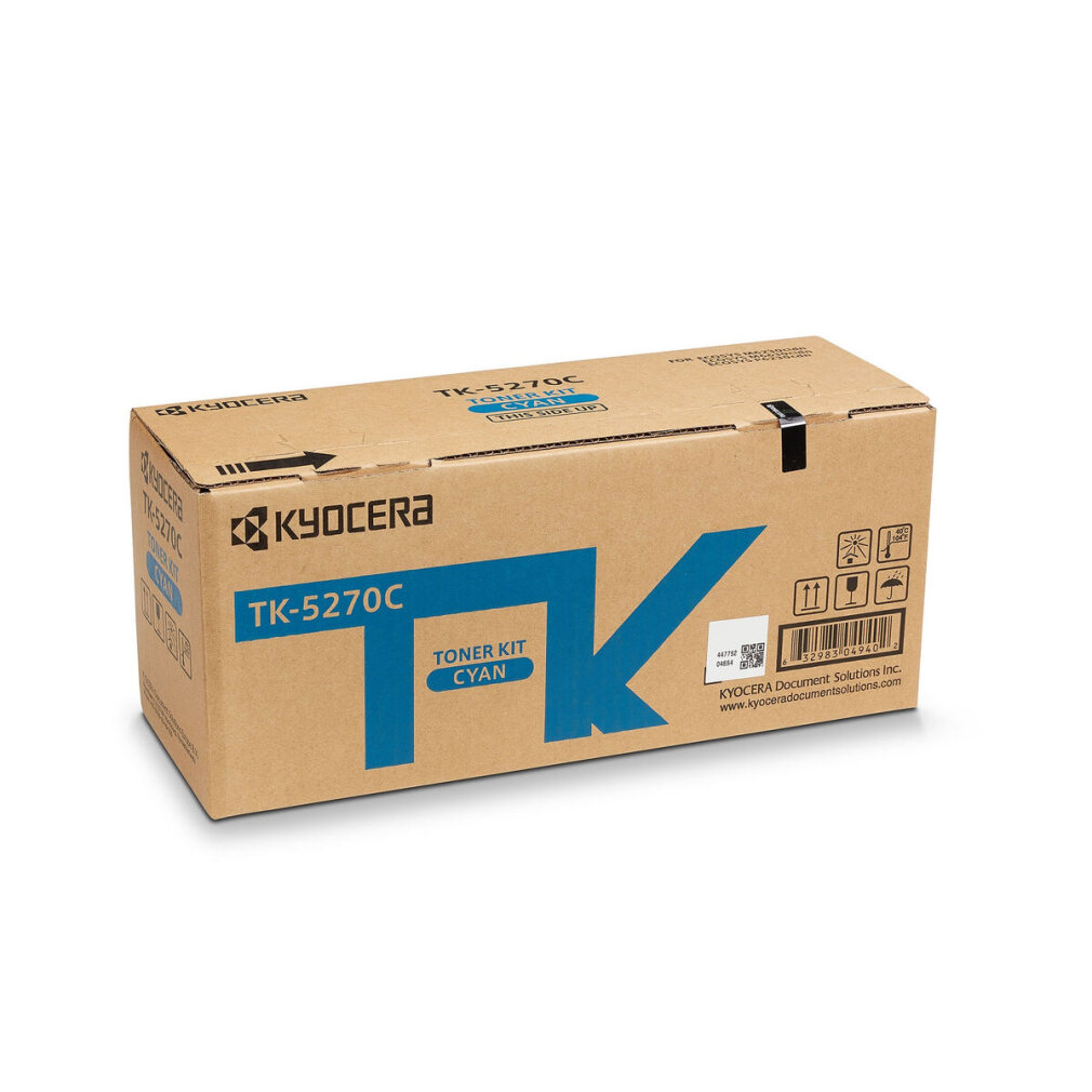Kit toner ciano Kyocera TK-5270C in scatola marrone con testo e marchio blu.