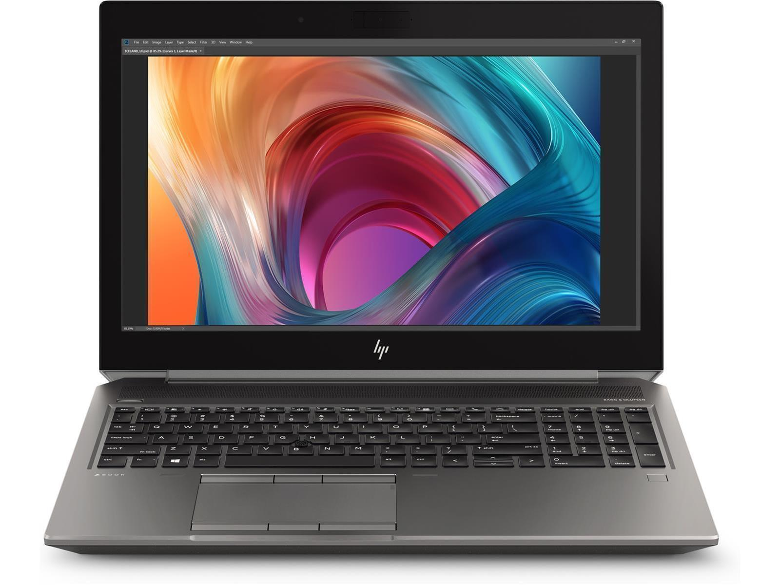 Ein geschlossener Laptop mit einem bunten, abstrakten Bild auf dem Bildschirm.