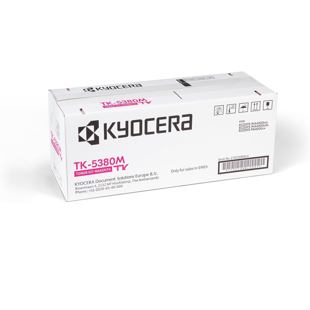 Zestaw tonera Kyocera TK-5380M magenta na białym tle.