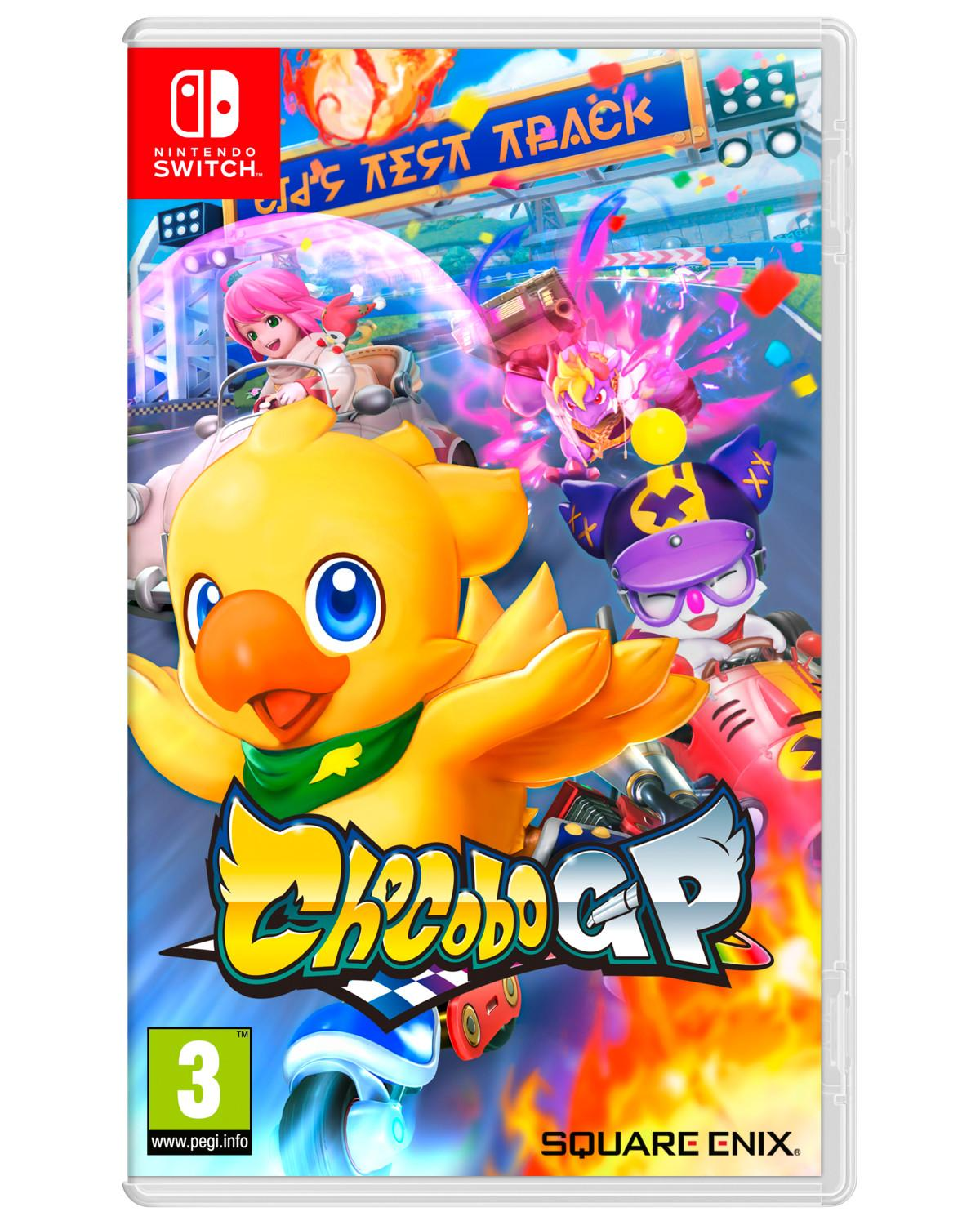 Copertina gioco Nintendo Switch Chocobo GP con Chocobo e amici in gara.