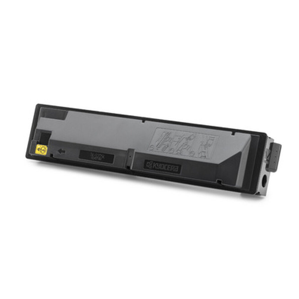Une cartouche de toner Kyocera noire avec des symboles sur fond blanc.