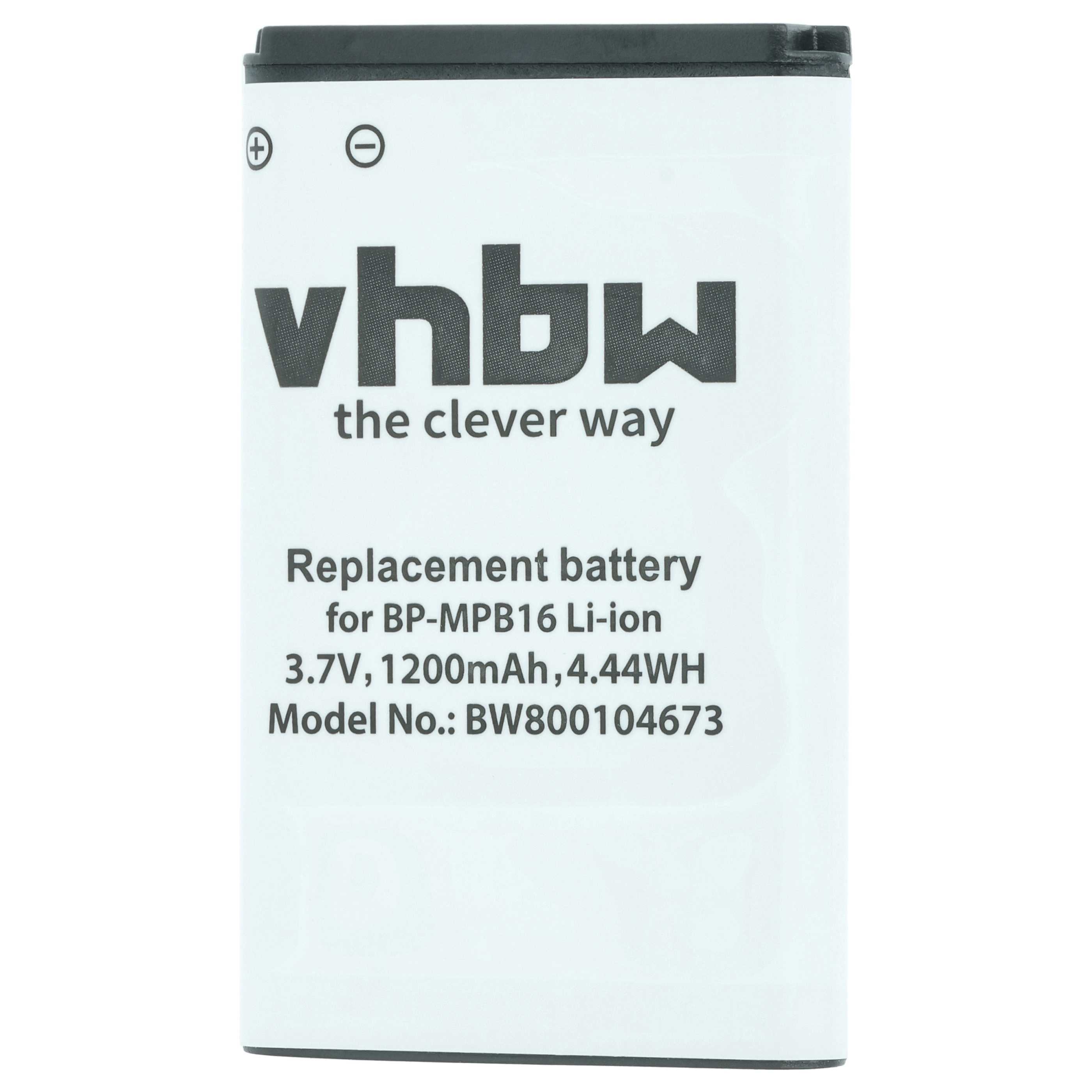 Ersatzakku für BP-MPB16 Li-ion 3.7V, 1200mAh, Modell BW800104673.