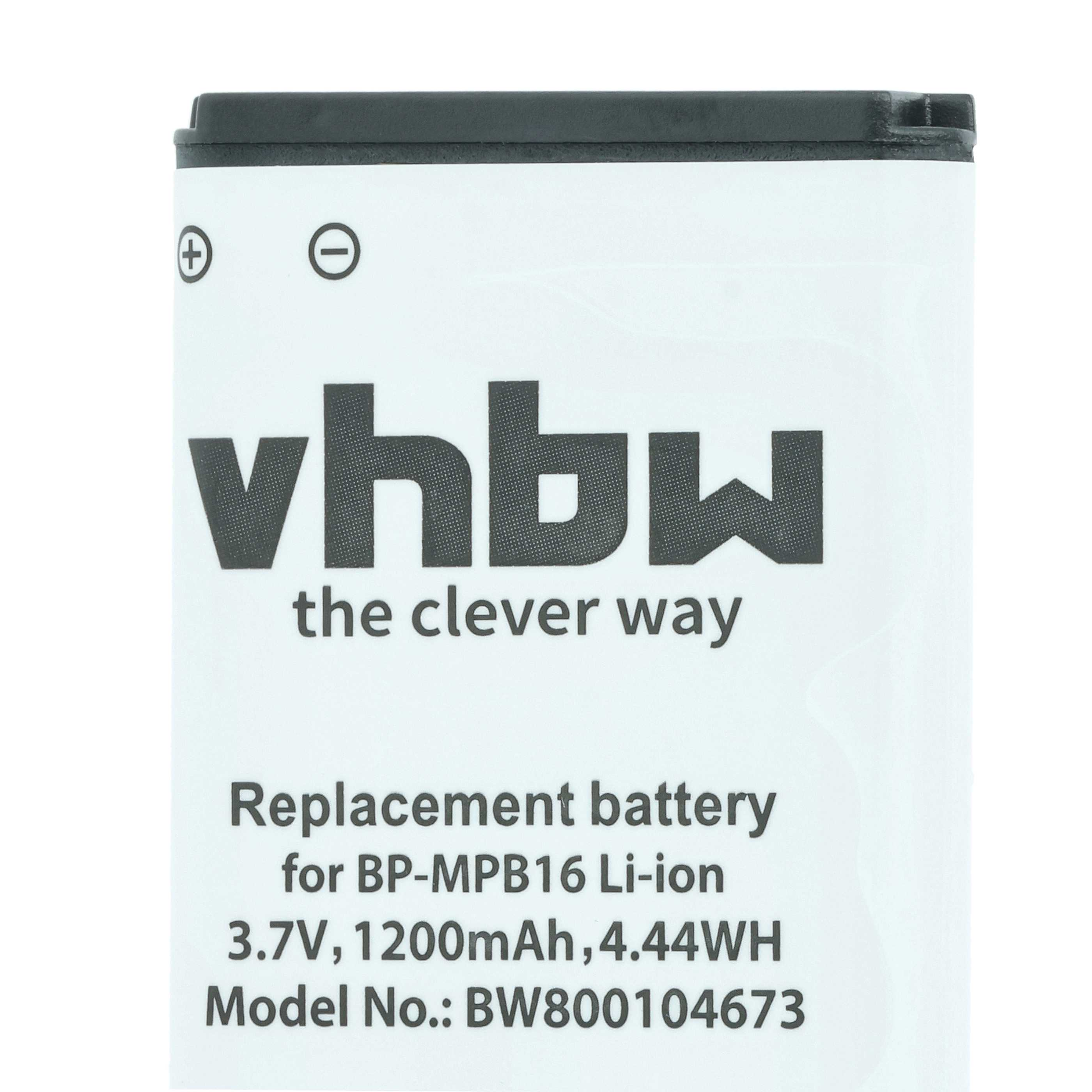 Ersatzakku vhbw BP-MPB16 Li-ion, 3.7V, 1200mAh.