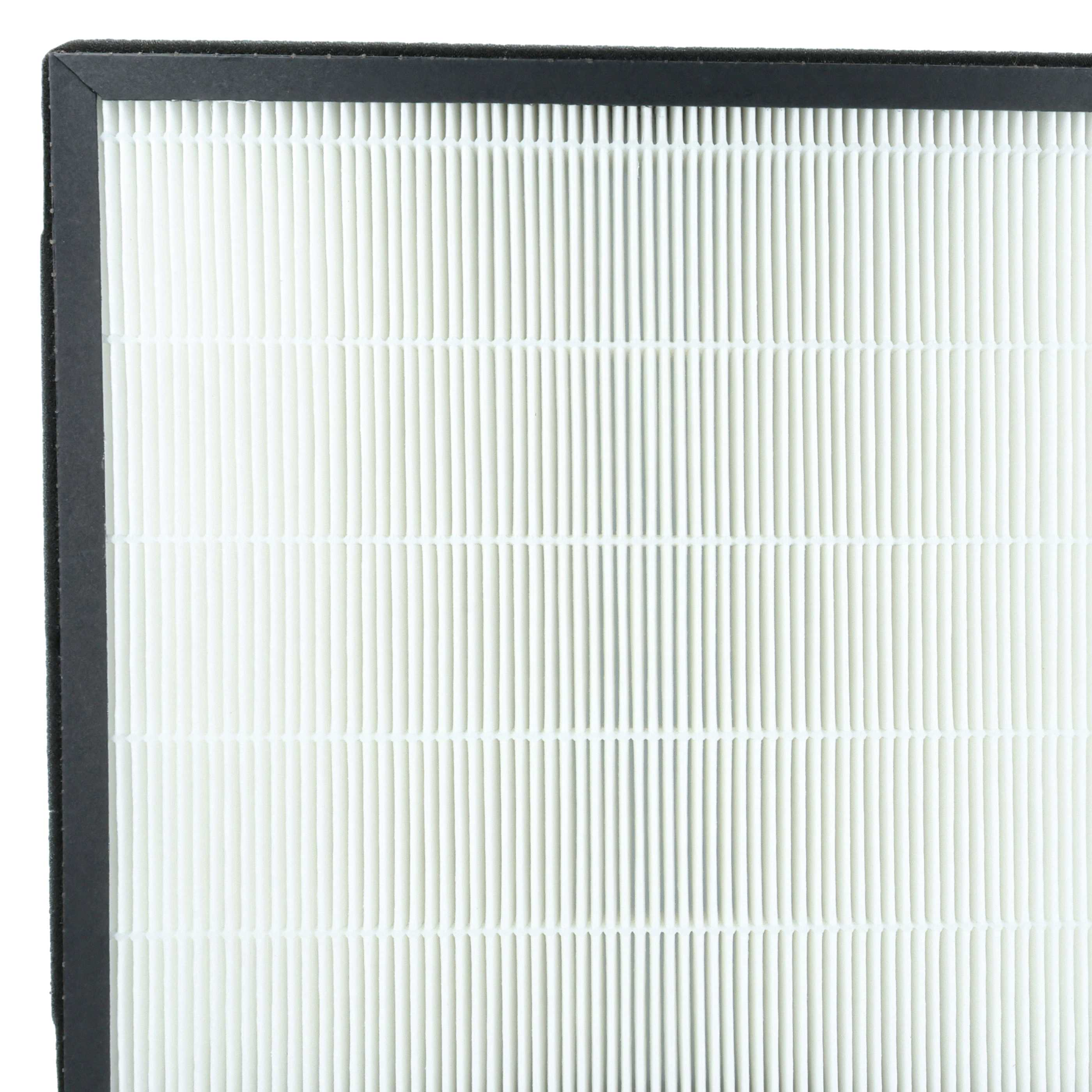 Ein weißer HEPA-Filter mit schwarzem Rahmen, detailliert.