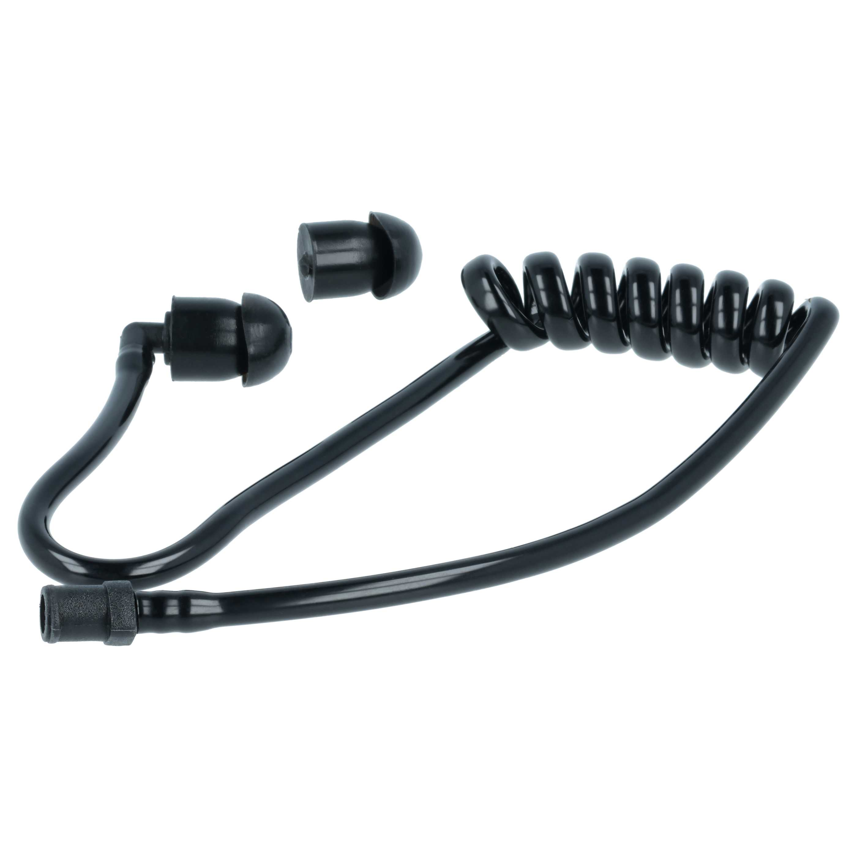 Schwarzes Akustikrohr-Ohrhörer-Set mit Spule.