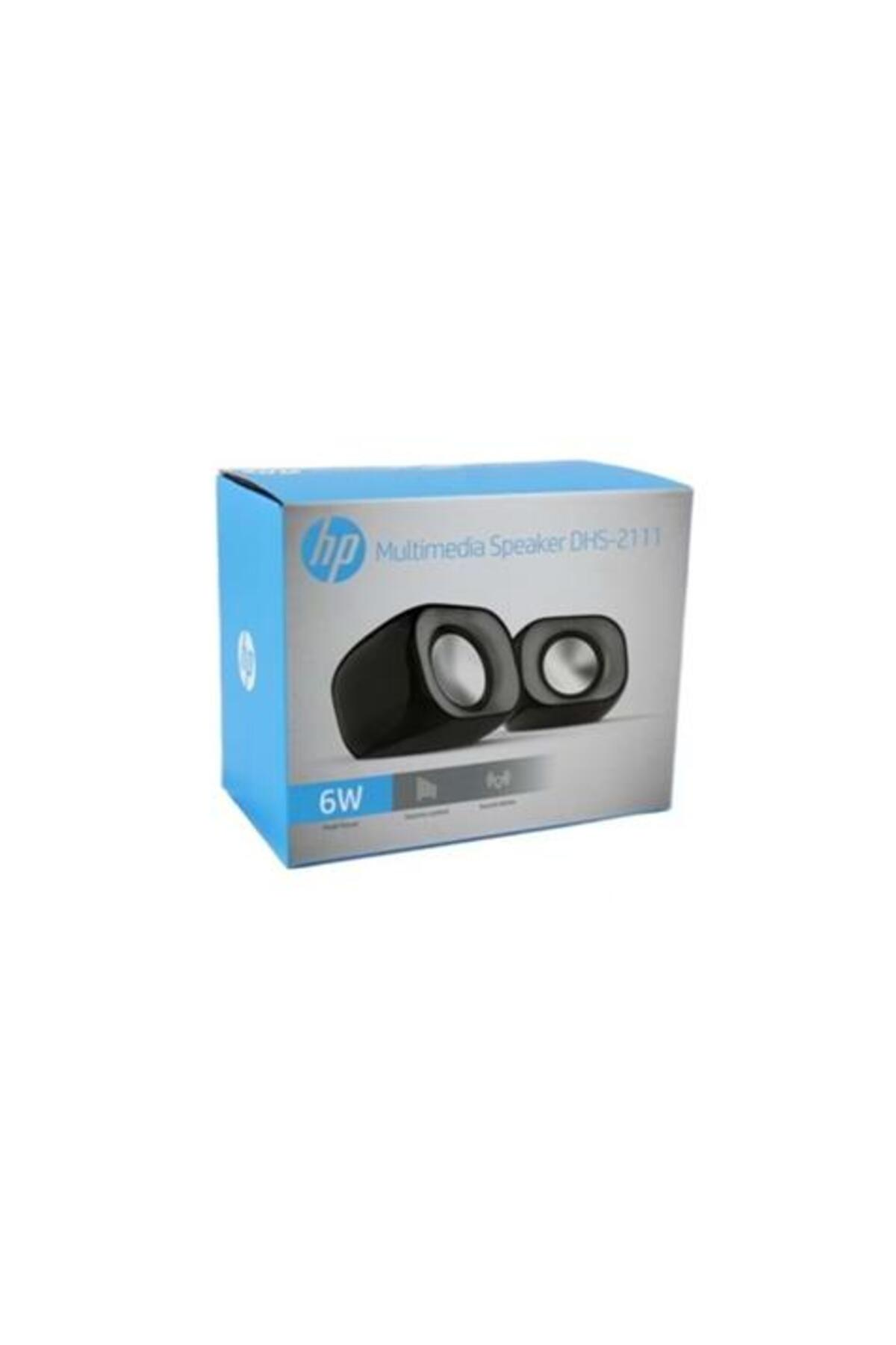 HP Multimedia Lautsprecher DHS-2111 Box mit zwei schwarzen Lautsprechern.