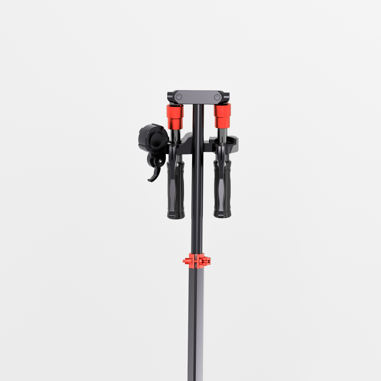 Czarny gimbal z czerwonymi akcentami, na białym tle.