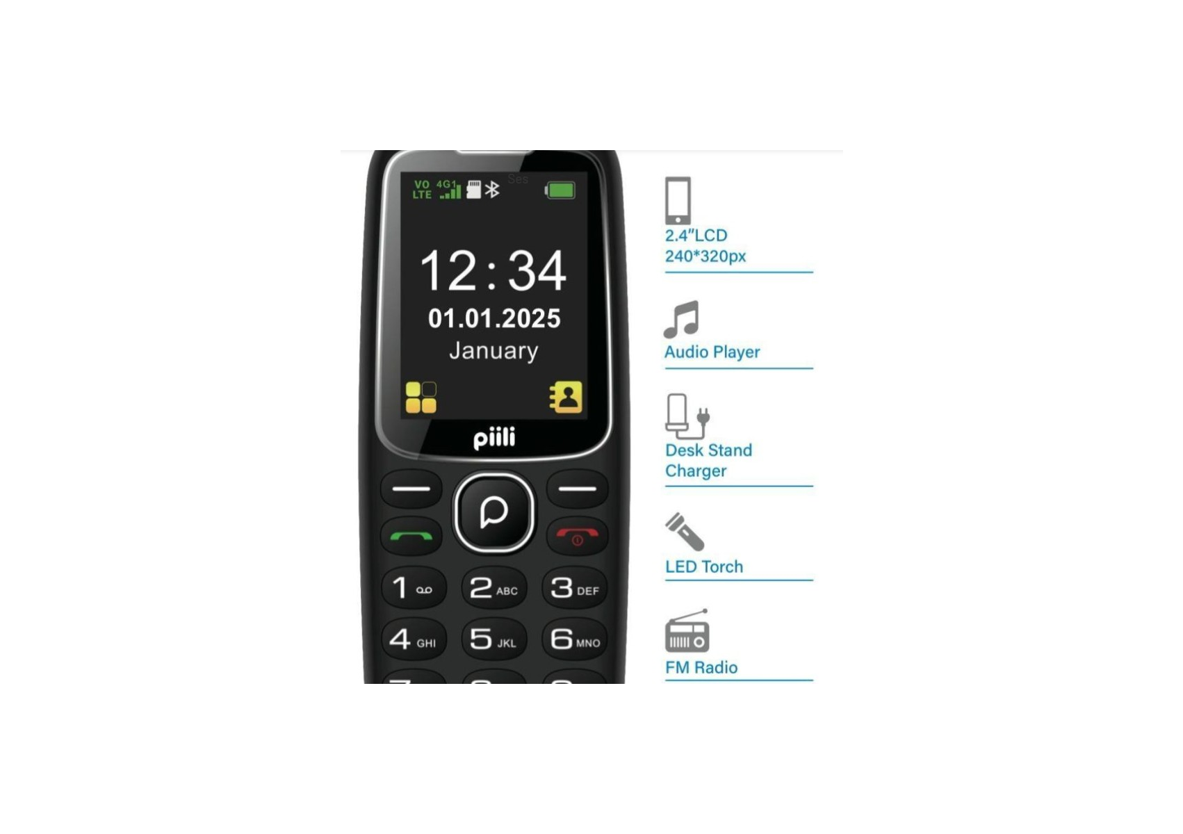 PIILI P10 Cep Telefonu Siyah