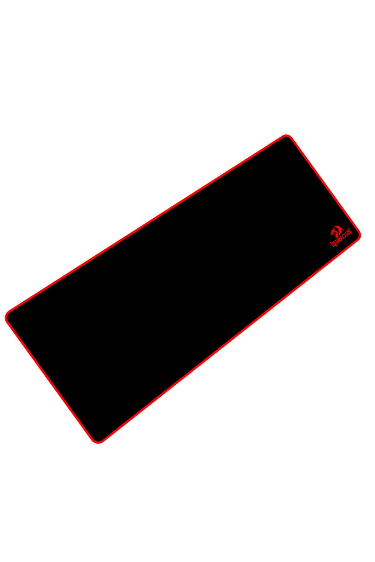 Tappetino per mouse nero con bordo rosso e logo drago rosso.